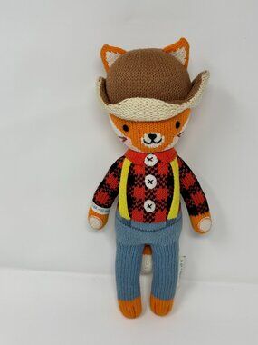 GUC Cuddle + Kind Wyatt Fox Lumberjack Knit 13” Plush Doll Handmade Peru Boho